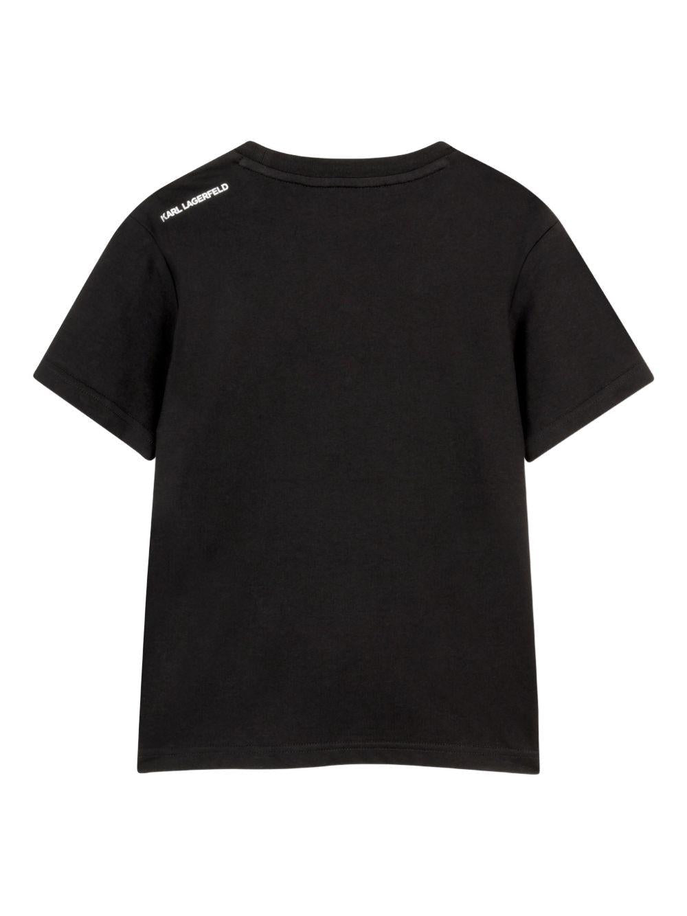 T-shirt per bambino Karl Lagerfeld Kids nera con stampa grafica - Rubino Kids