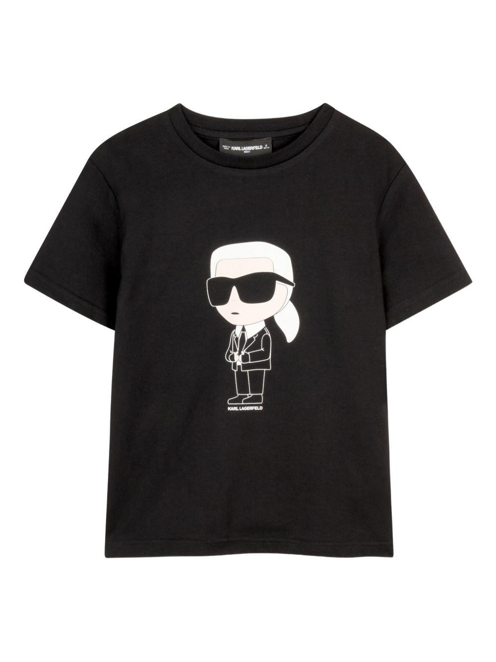 T-shirt per bambino Karl Lagerfeld Kids nera con stampa grafica - Rubino Kids