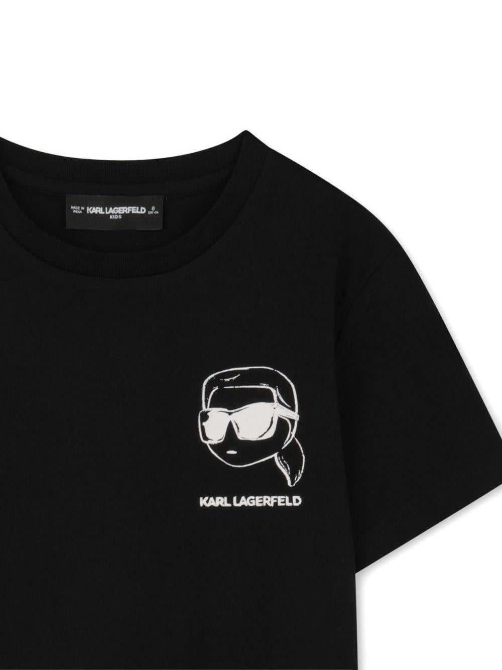 T-shirt per bambino Karl Lagerfeld Kids nera con stampa stile cartoon - Rubino Kids