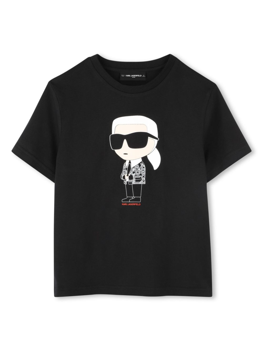 T-shirt per bambino Karl Lagerfeld Kids nero con caratteristico motivo Ikonik Karl - Rubino Kids