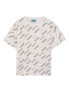 T-shirt per bambino Kenzo Kids bianca con stampa logo all - over - Rubino Kids