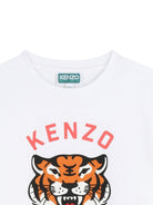 T-shirt per bambino Kenzo Kids bianca con stampa tigre - Rubino Kids