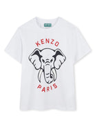 T-shirt per bambino Kenzo Kids bianco con stampa Elephant - Rubino Kids