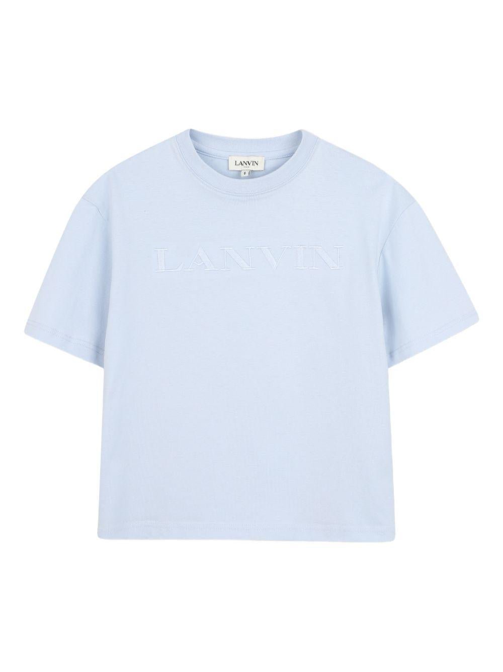 T-shirt per bambino Lanvin Enfant azzurra con scritta groffata - Rubino Kids