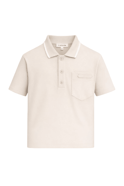 T-shirt per bambino Lanvin Enfant beige con colletto stile polo - Rubino Kids