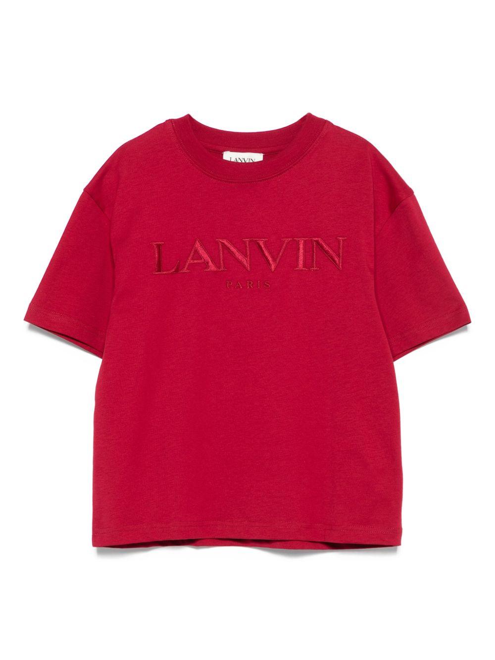 T-shirt per bambino Lanvin Enfant rosso con logo ricamato - Rubino Kids