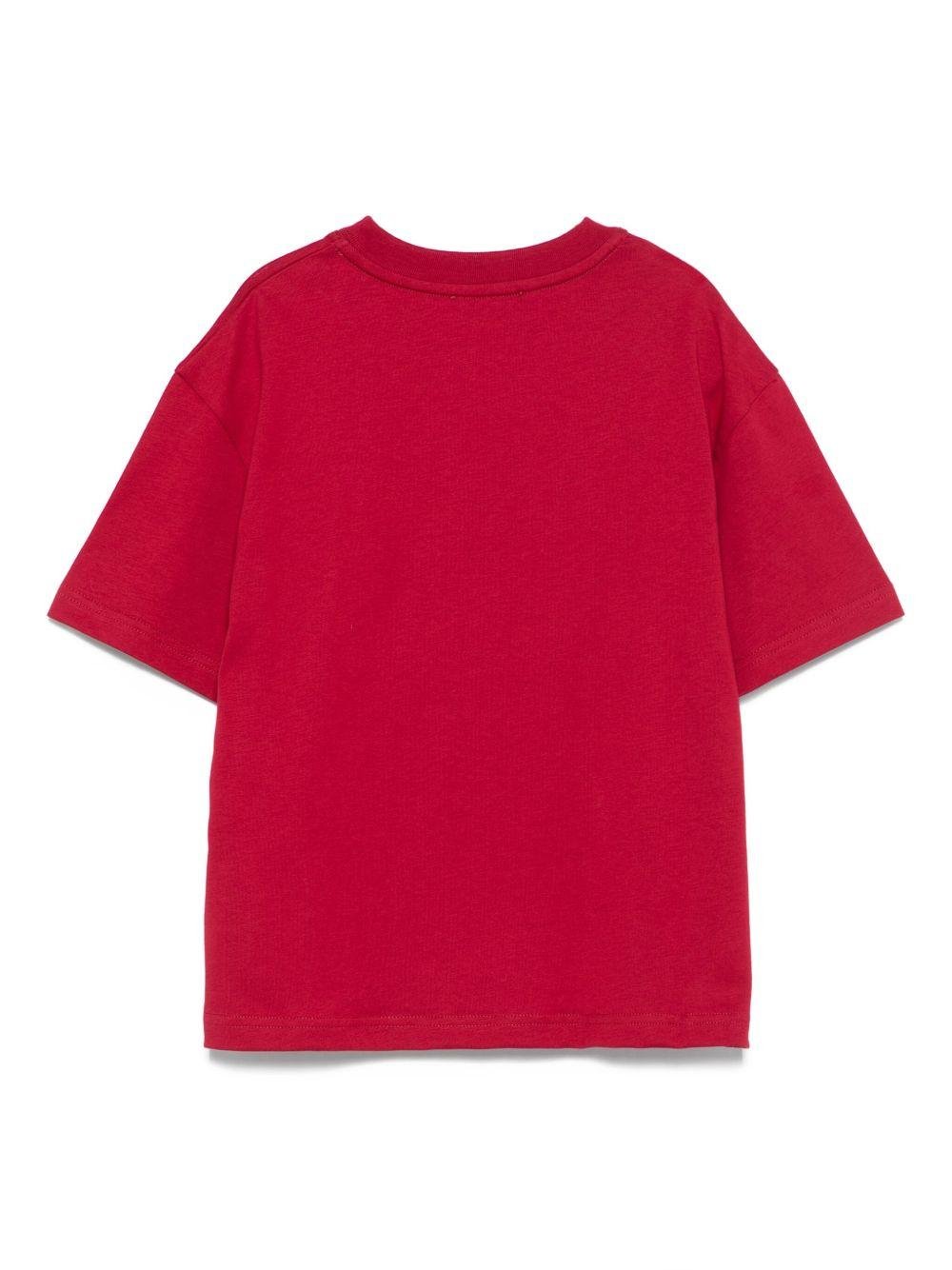 T-shirt per bambino Lanvin Enfant rosso con logo ricamato - Rubino Kids
