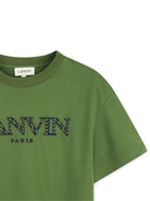 T-shirt per bambino Lanvin Enfant verde con logo sul davanti - Rubino Kids