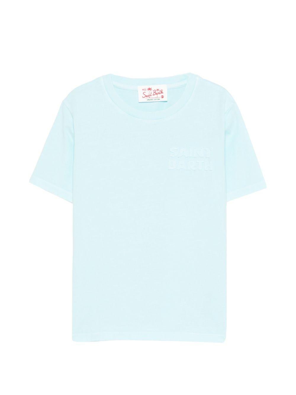 T-shirt per bambino MC2 Saint Barth Kids azzurra con logo goffrato - Rubino Kids