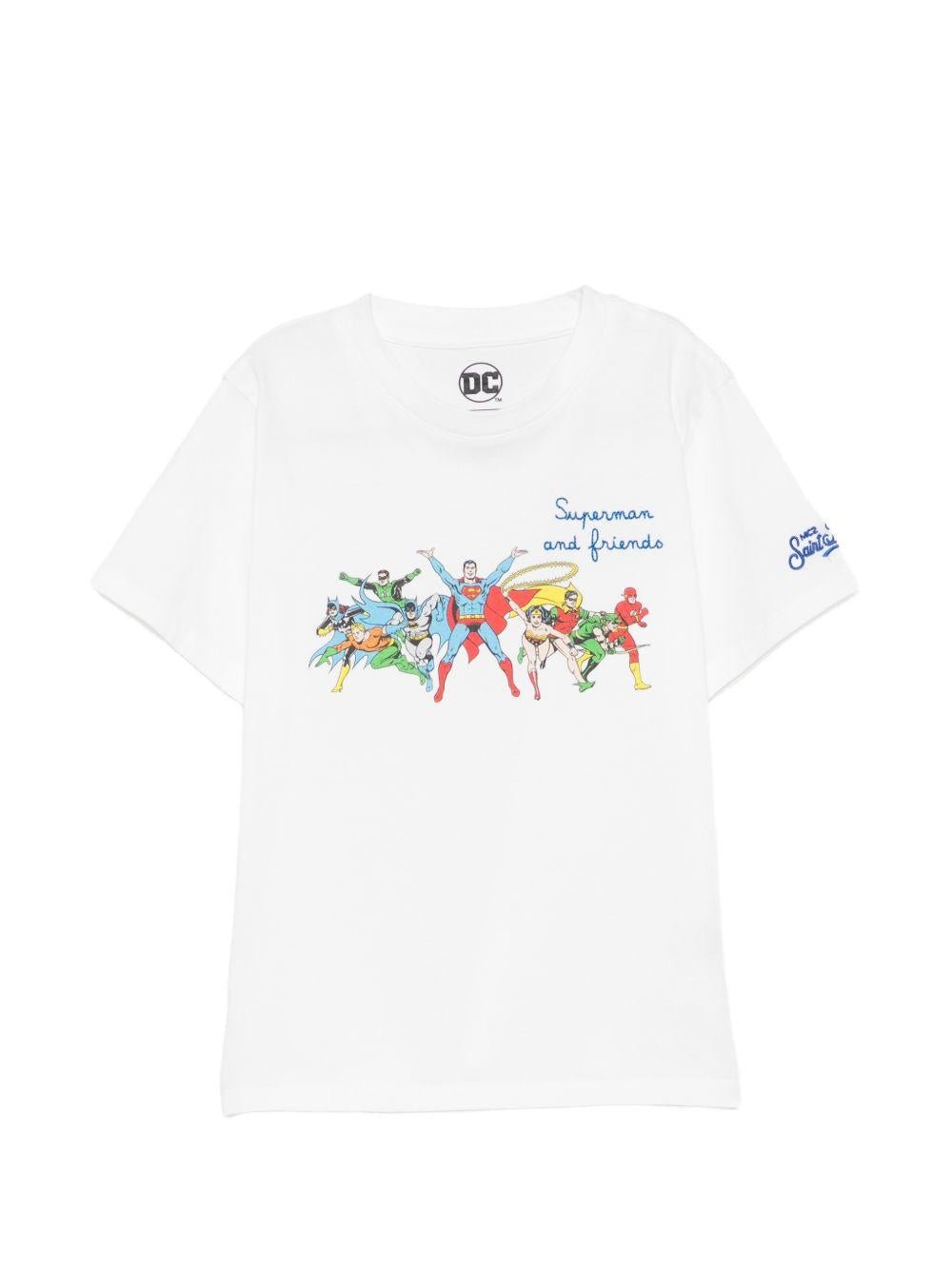 T-shirt per bambino MC2 Saint Barth Kids bianca con stampa supereroi - Rubino Kids