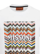 T-shirt per bambino Missoni Kids bianca con stampa grafica zigzag - Rubino Kids