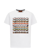 T-shirt per bambino Missoni Kids bianca con stampa grafica zigzag - Rubino Kids