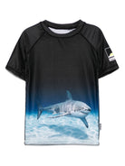 T-shirt per bambino Molo Rashguard Neptune nero con stampa squalo - Rubino Kids