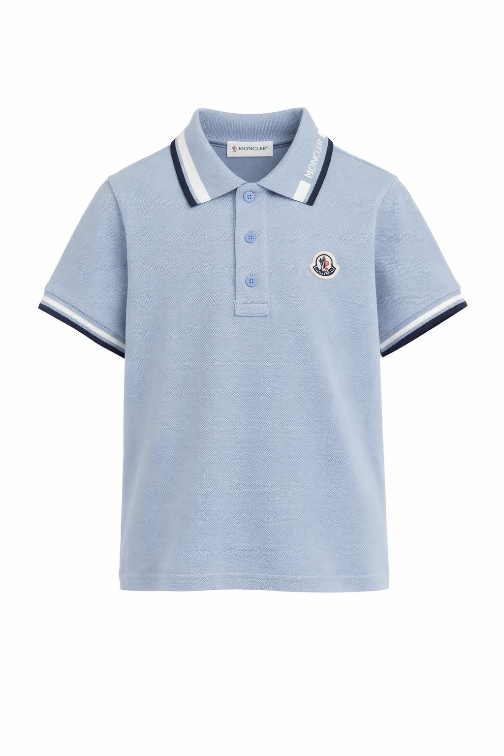 T-shirt per bambino Moncler Enfant azzurro con bordi a contrasto - Rubino Kids