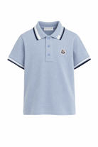 T-shirt per bambino Moncler Enfant azzurro con bordi a contrasto - Rubino Kids