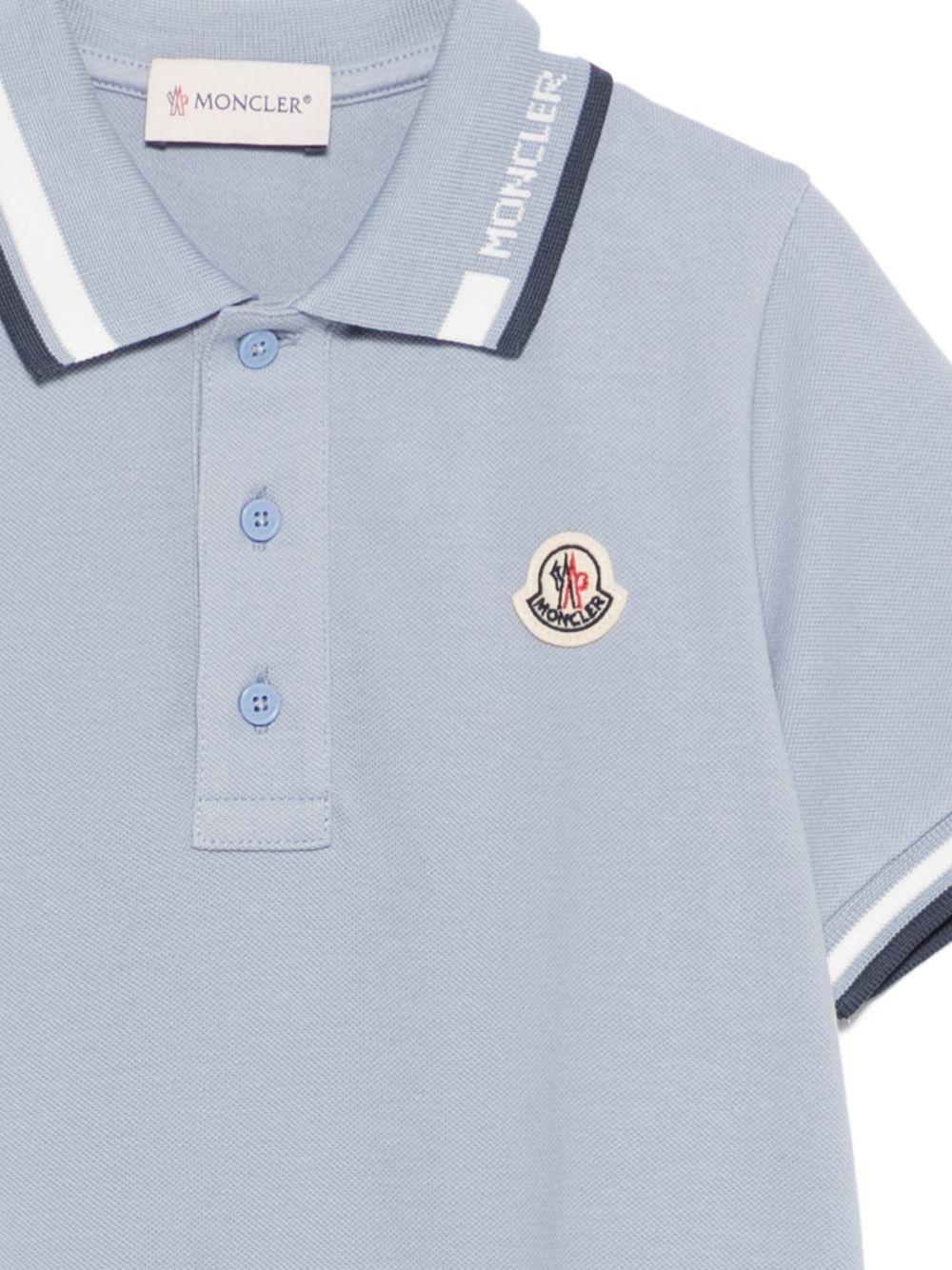 T-shirt per bambino Moncler Enfant azzurro con bordi a contrasto - Rubino Kids