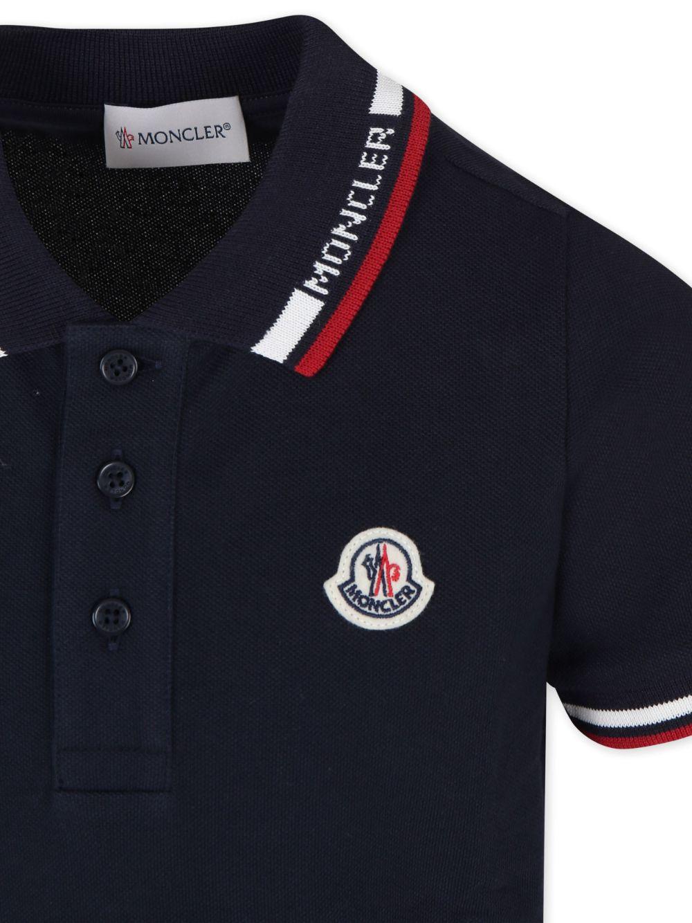 T-shirt per bambino Moncler Enfant blu con colletto stile polo - Rubino Kids