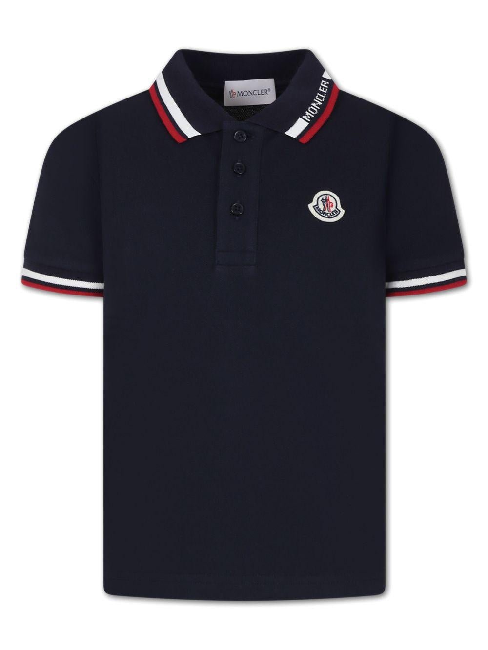 T-shirt per bambino Moncler Enfant blu con colletto stile polo - Rubino Kids