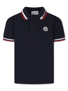 T-shirt per bambino Moncler Enfant blu con colletto stile polo - Rubino Kids