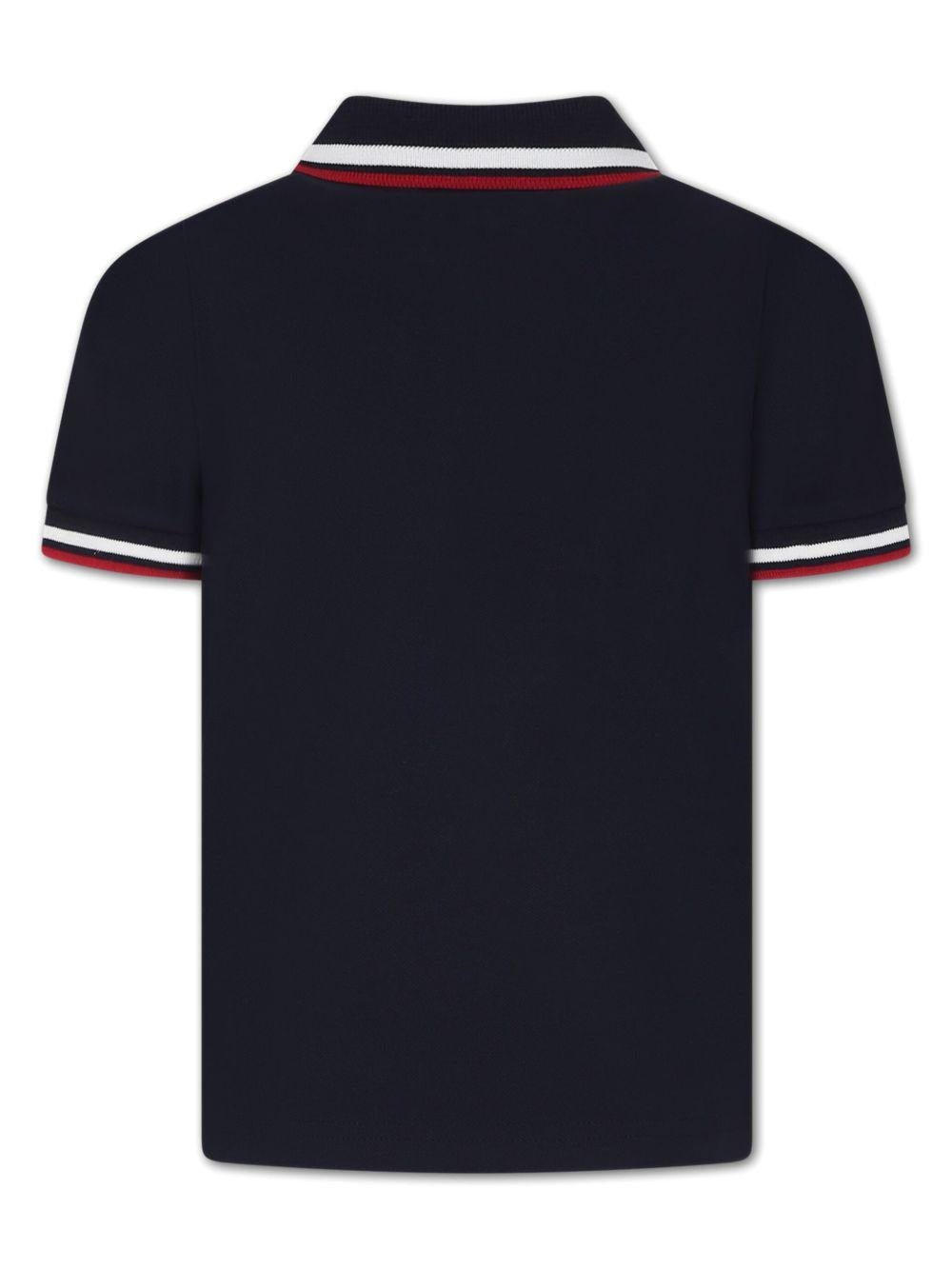 T-shirt per bambino Moncler Enfant blu con colletto stile polo - Rubino Kids