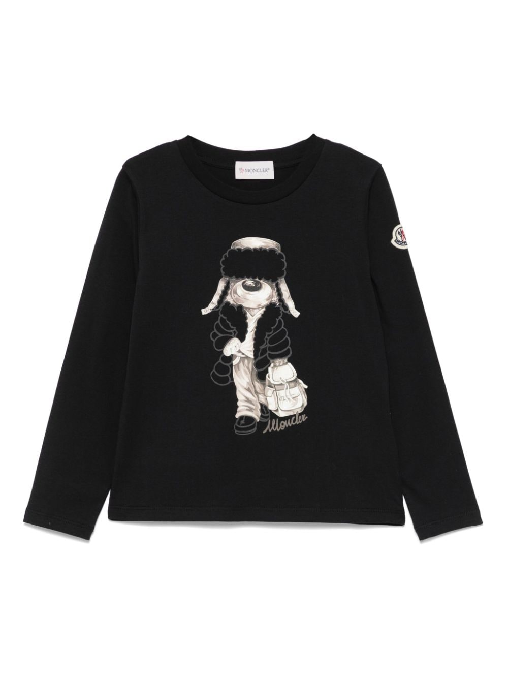 T-shirt per bambino Moncler Enfant blu con stampa cane - Rubino Kids