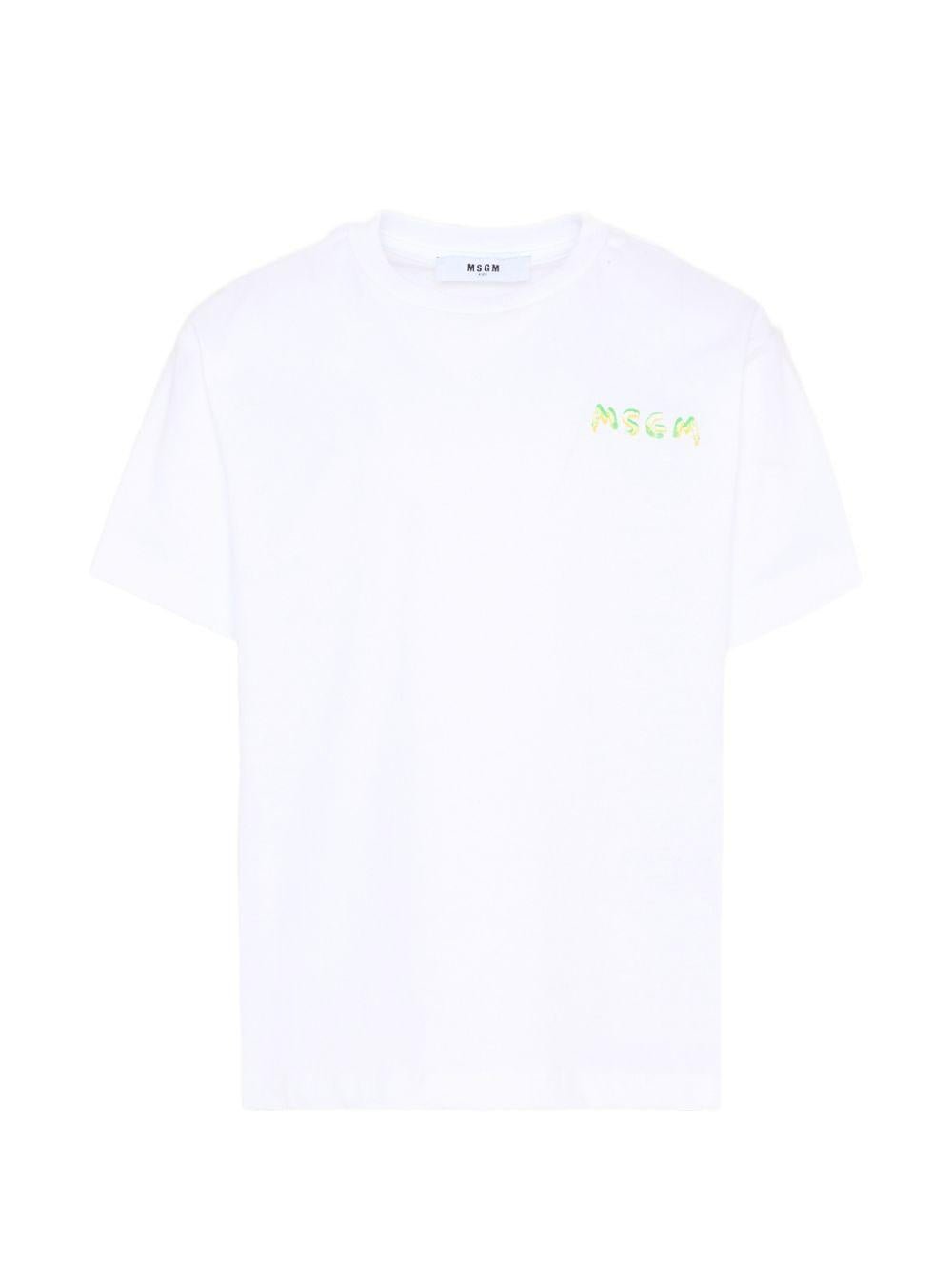 T-shirt per bambino MSGM Kids bianca con stampa logo - Rubino Kids