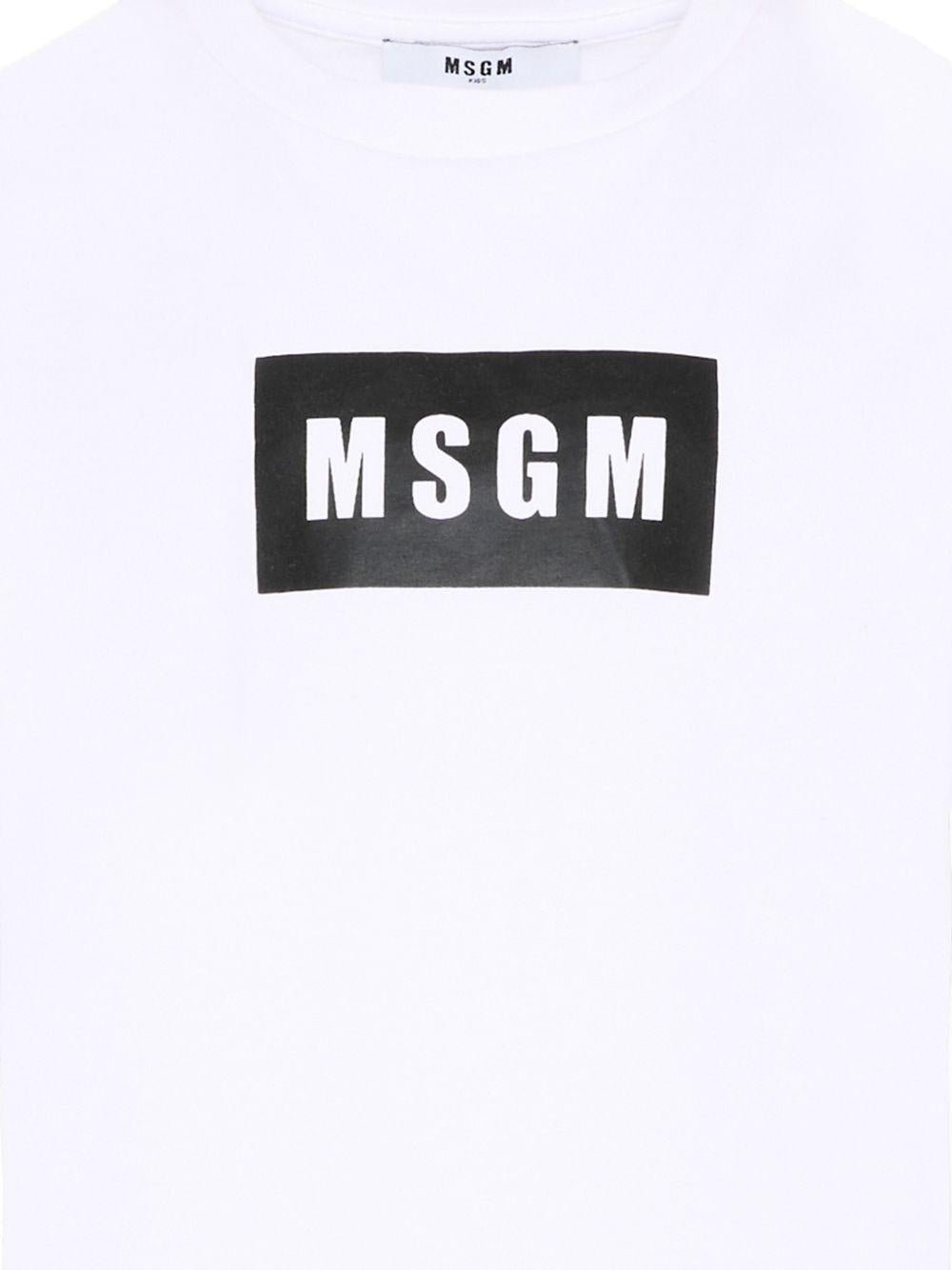 T-shirt per bambino MSGM Kids bianca con stampa logo - Rubino Kids