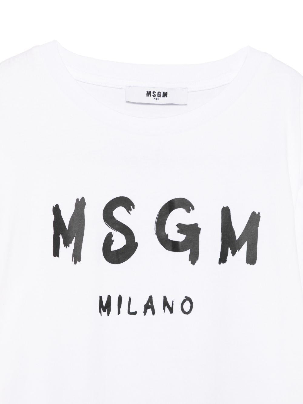 T-shirt per bambino MSGM Kids bianca con stampa logo - Rubino Kids