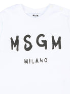 T-shirt per bambino MSGM Kids bianca con stampa logo sul davanti - Rubino Kids