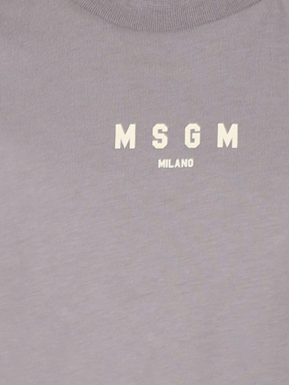 T-shirt per bambino MSGM Kids grigio con stampa logo e applicazione sulla manica - Rubino Kids