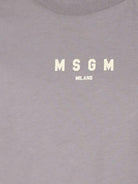 T-shirt per bambino MSGM Kids grigio con stampa logo e applicazione sulla manica - Rubino Kids