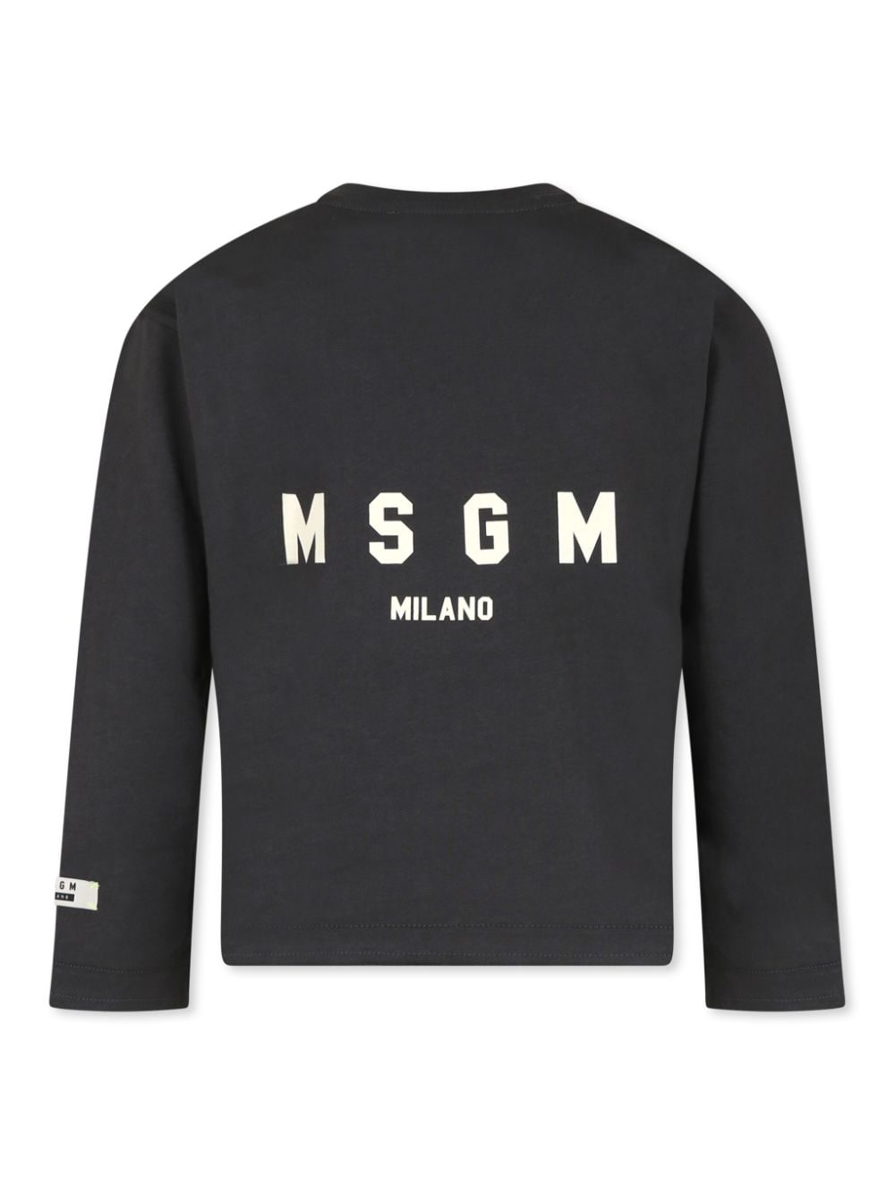 T-shirt per bambino MSGM Kids grigio con stampa logo e applicazione sulla manica - Rubino Kids