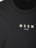 T-shirt per bambino MSGM Kids grigio con stampa logo e applicazione sulla manica - Rubino Kids