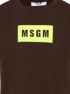 T-shirt per bambino MSGM Kids marrone con stampa logo - Rubino Kids