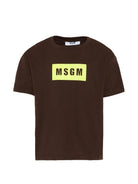T-shirt per bambino MSGM Kids marrone con stampa logo - Rubino Kids
