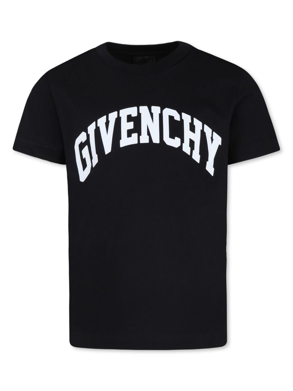 T shirt per bambino nera con logo Givenchy ad arco bianco - Rubino Kids