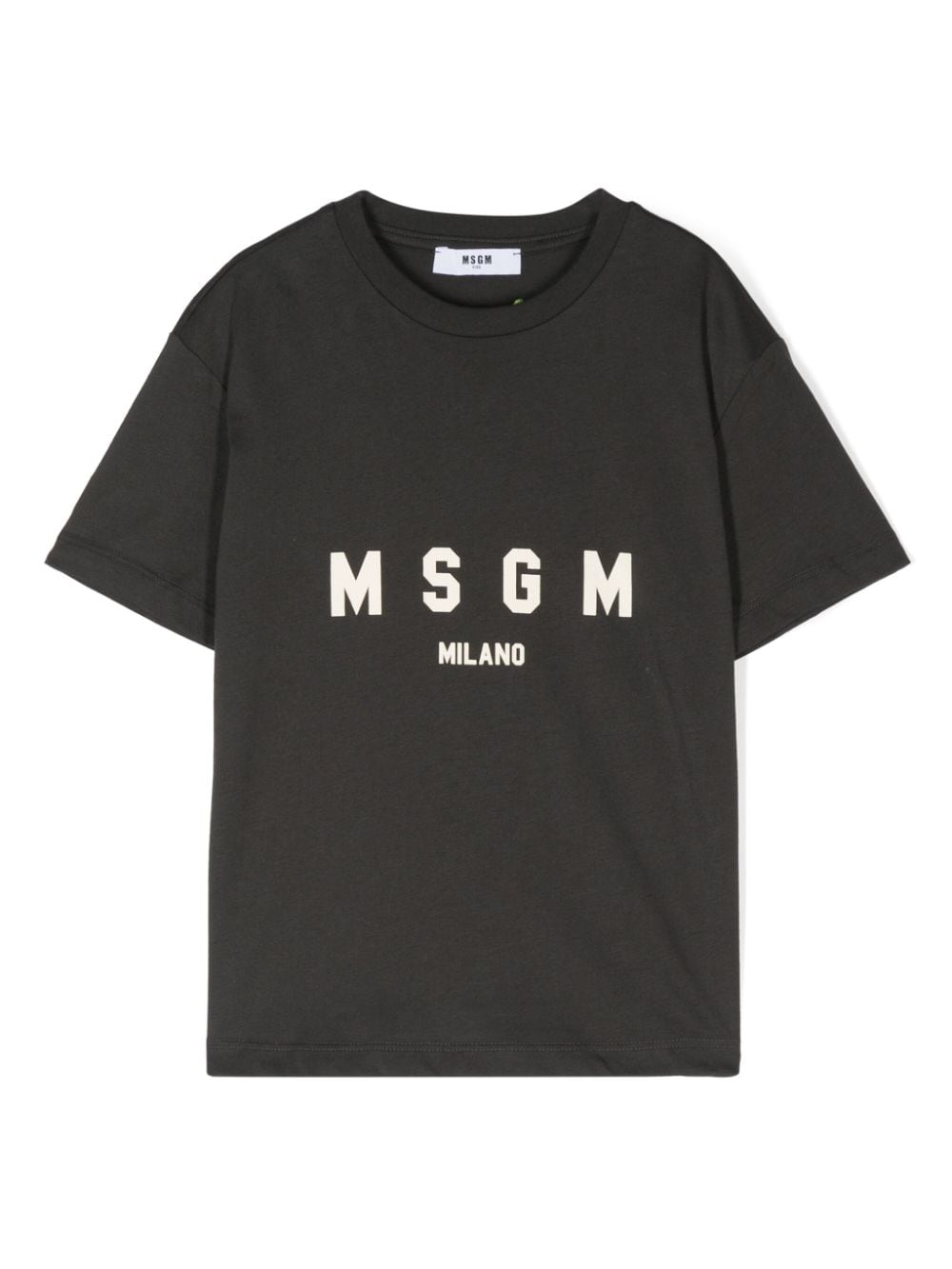 T shirt per bambino nera con logo MSGM Milano a font dritto - Rubino Kids