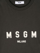 T shirt per bambino nera con logo MSGM Milano a font dritto - Rubino Kids