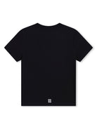 T shirt per bambino nera con stampa Givenchy maxi e fiamme laterali - Rubino Kids