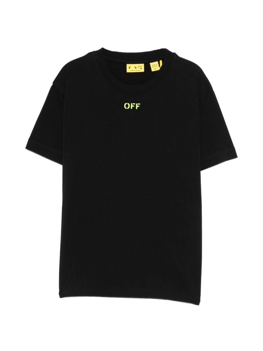 T-shirt per bambino Off - White Kids nera con logo sul davanti - Rubino Kids