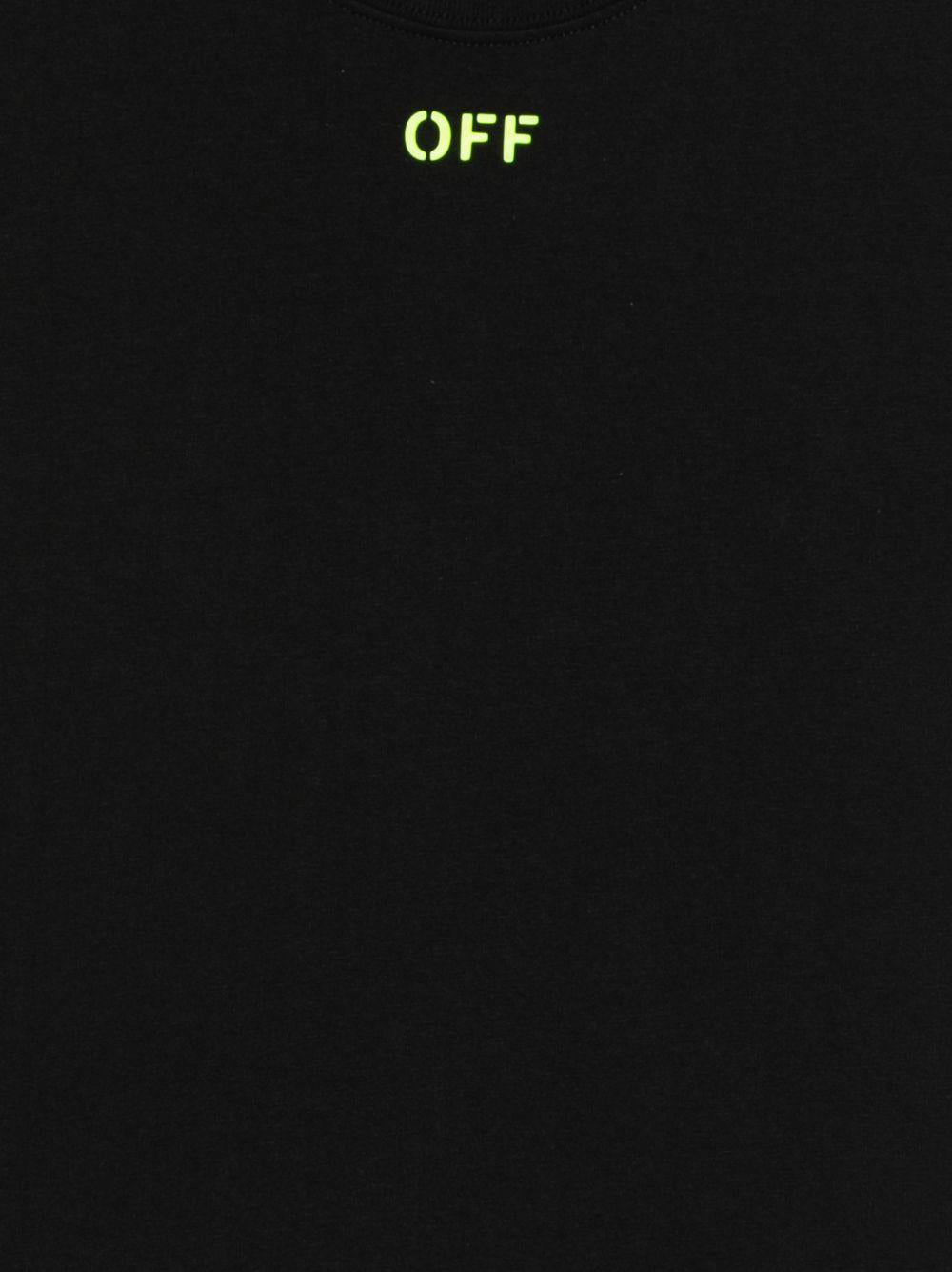 T-shirt per bambino Off - White Kids nera con logo sul davanti - Rubino Kids