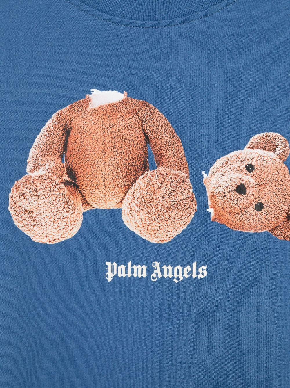 T-shirt per bambino Palm Angels Kids blu con caratteristica stampa grafica - Rubino Kids