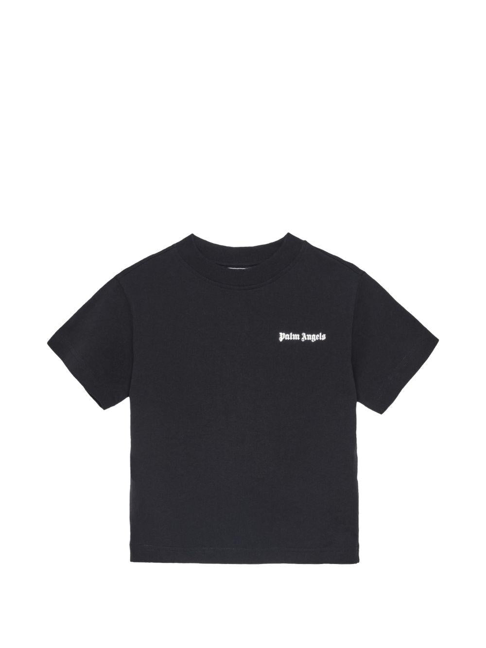 T-shirt per bambino Palm Angels Kids nera con logo sul davanti - Rubino Kids