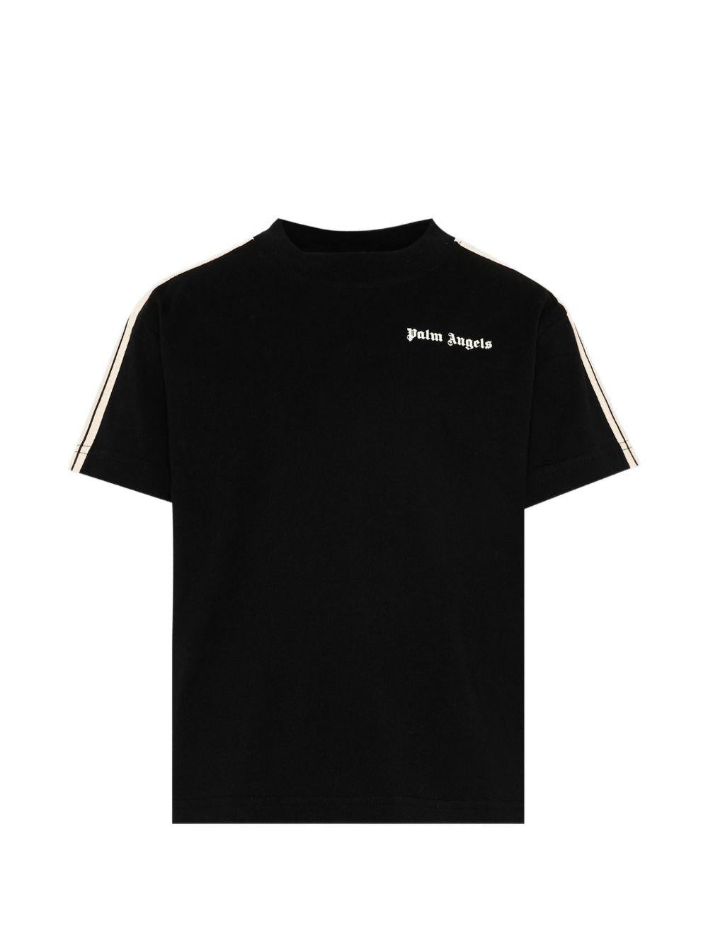 T-shirt per bambino Palm Angels Kids nera con logo sul davanti - Rubino Kids