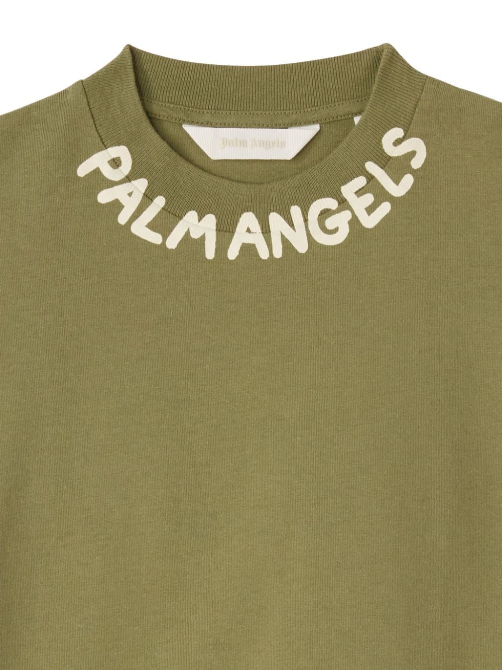 T-shirt per bambino Palm Angels Kids verde con stampa sul girocollo - Rubino Kids