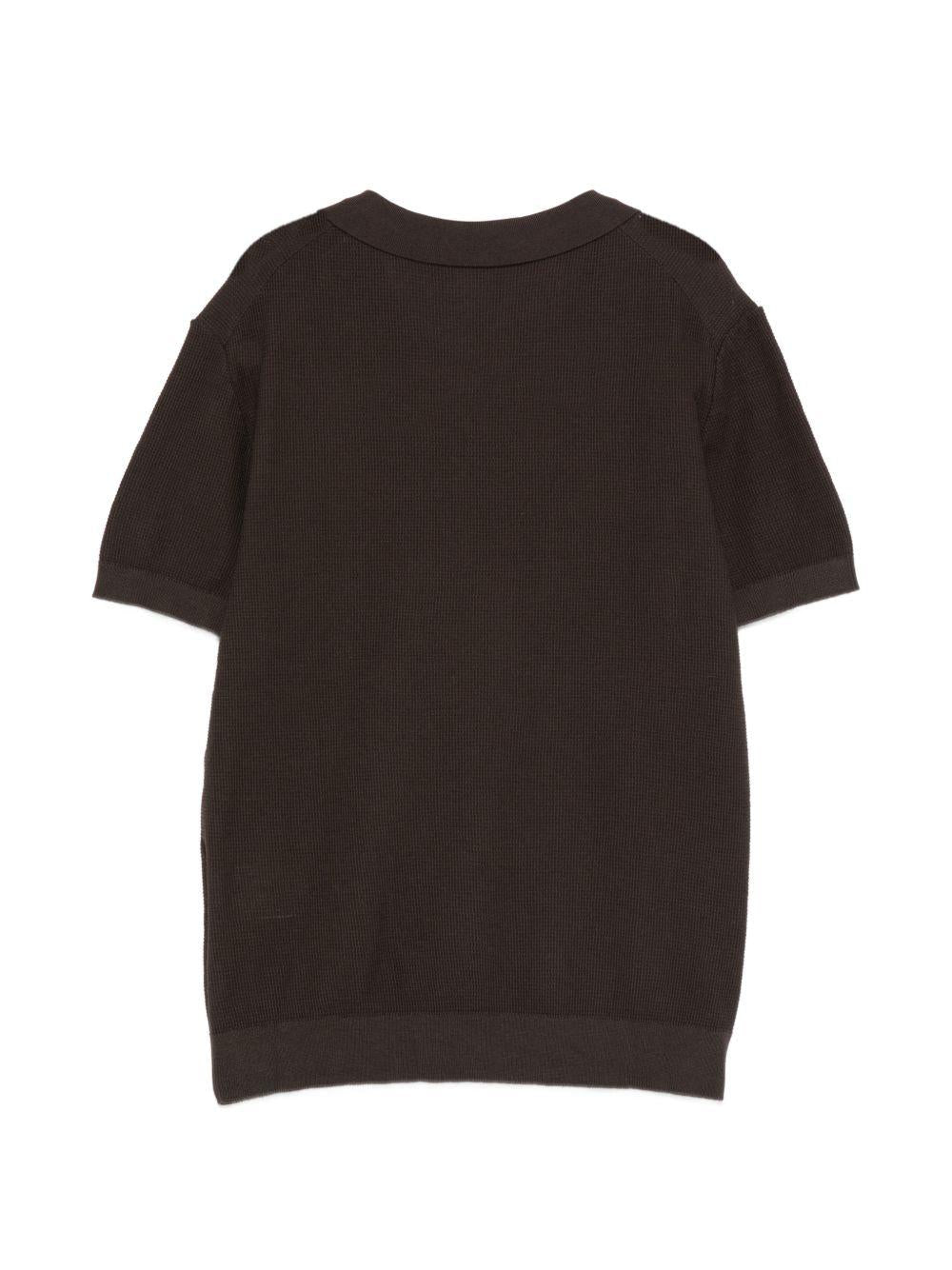 T-shirt per bambino Paolo Pecora Kids marrone con scollo a V - Rubino Kids