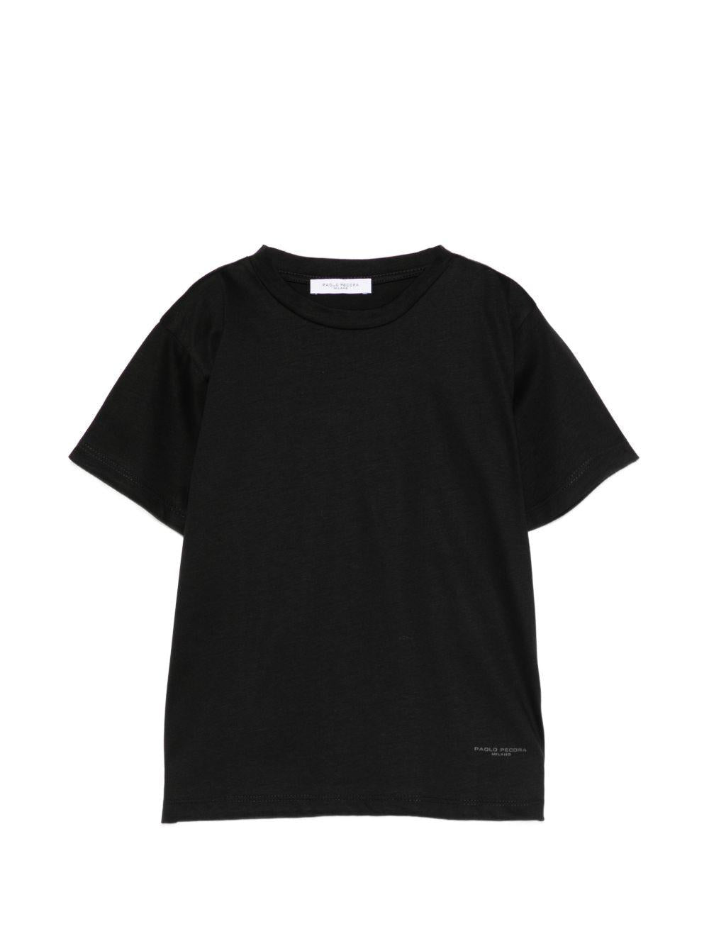 T-shirt per bambino Paolo Pecora Kids nero con maniche corte - Rubino Kids