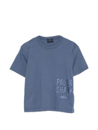 T-shirt per bambino Paul & Shark Kids blu con logo sul davanti - Rubino Kids