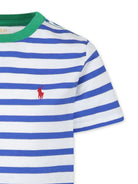 T-shirt per bambino Polo Ralph Lauren Kids bianco a righe blu - Rubino Kids