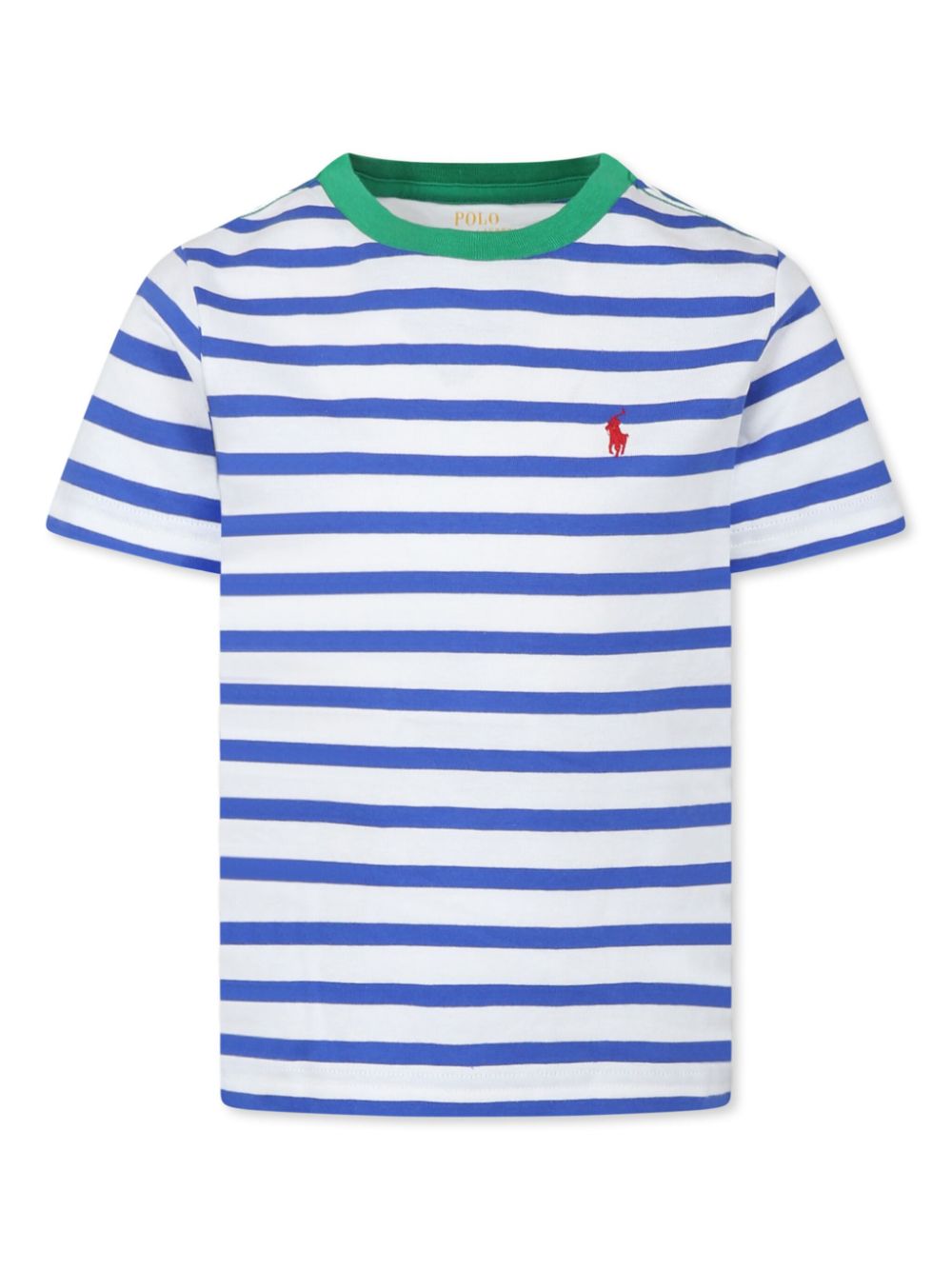 T-shirt per bambino Polo Ralph Lauren Kids bianco a righe blu - Rubino Kids